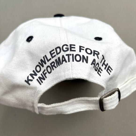 Vintage Tech Hat Cap Strapback White Britannica Encyclopedia Software Art 90s - Picture 5 of 8